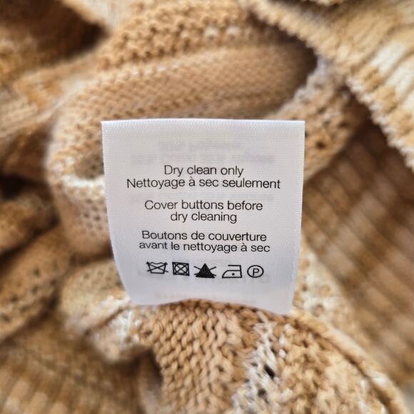 Veronica Beard Goliad Cardigan Women's XS Tan Cream Open Knit Stripe Casual Boho - Picture 6 of 15